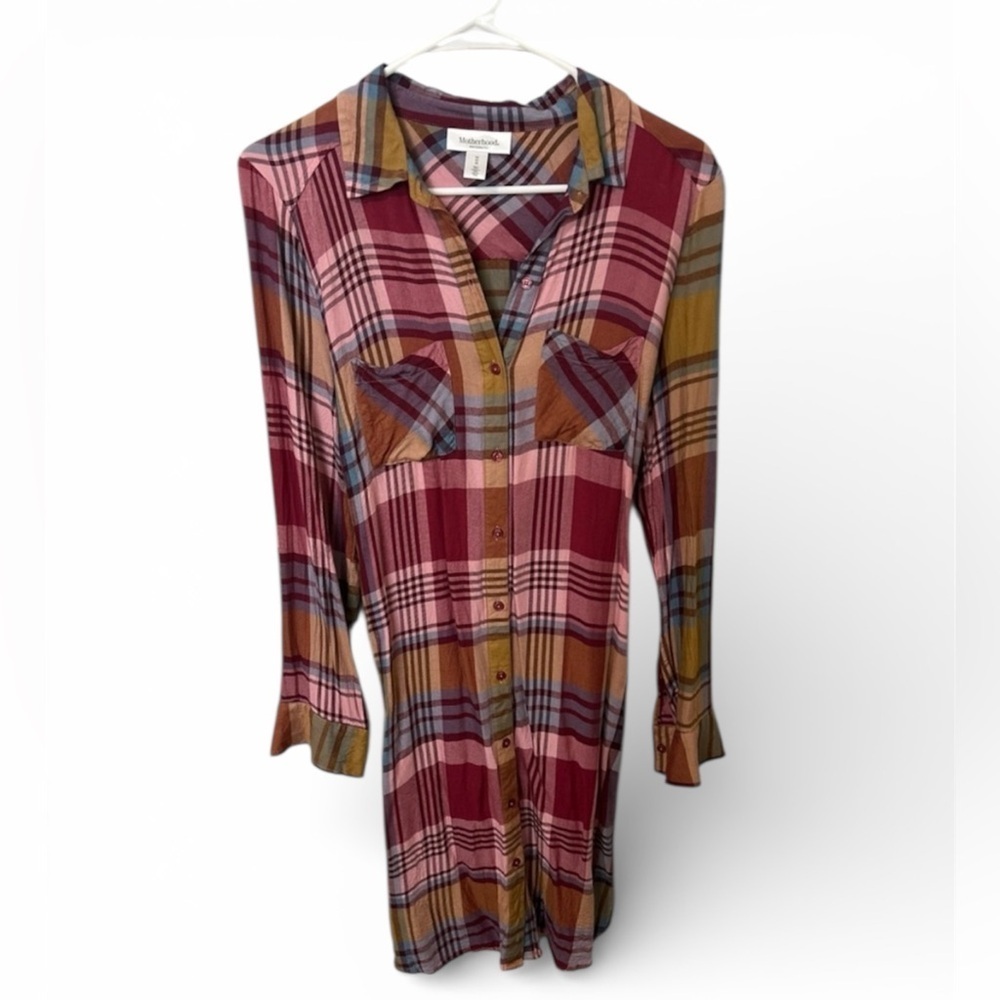 Motherhood Women's Plaid Long Sleeve Dress - Size M EUC